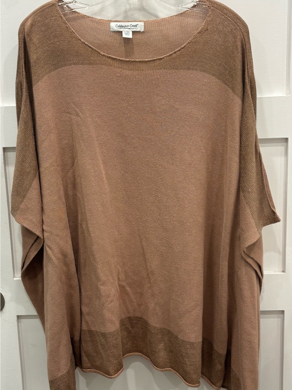 Coldwater Creek Oversized Lightweight Taupe/Brown Knit Poncho